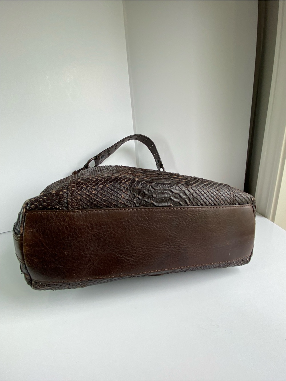 Coach Python Embossed Studded Chelsea Turnlock Dark Brown - Picture 7 of 13